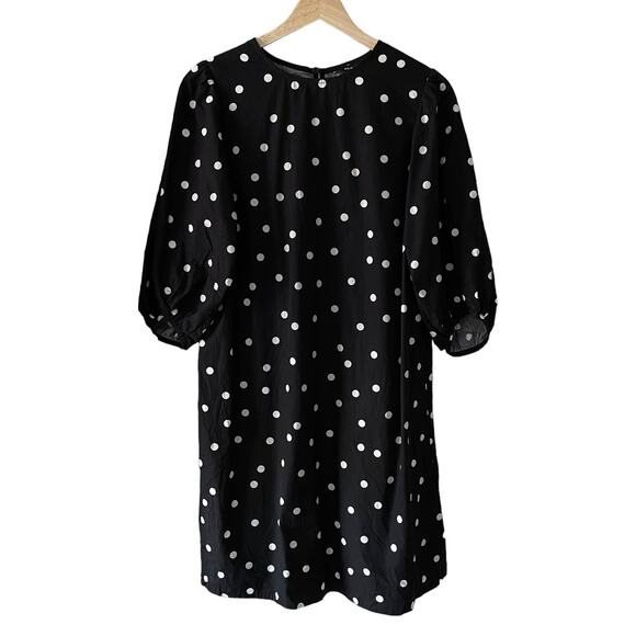 ASOS New Look Poplin Mini Shift Dress in Black White Polka Dot Size 8 / M - Picture 4 of 7